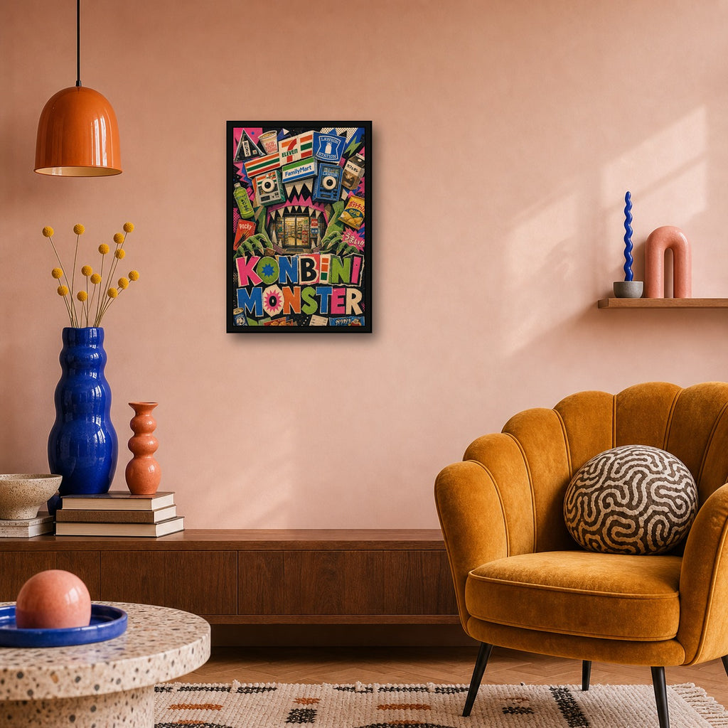 Konbinimonster Logo Japanese Retro Poster Print - 2x3 room mockup