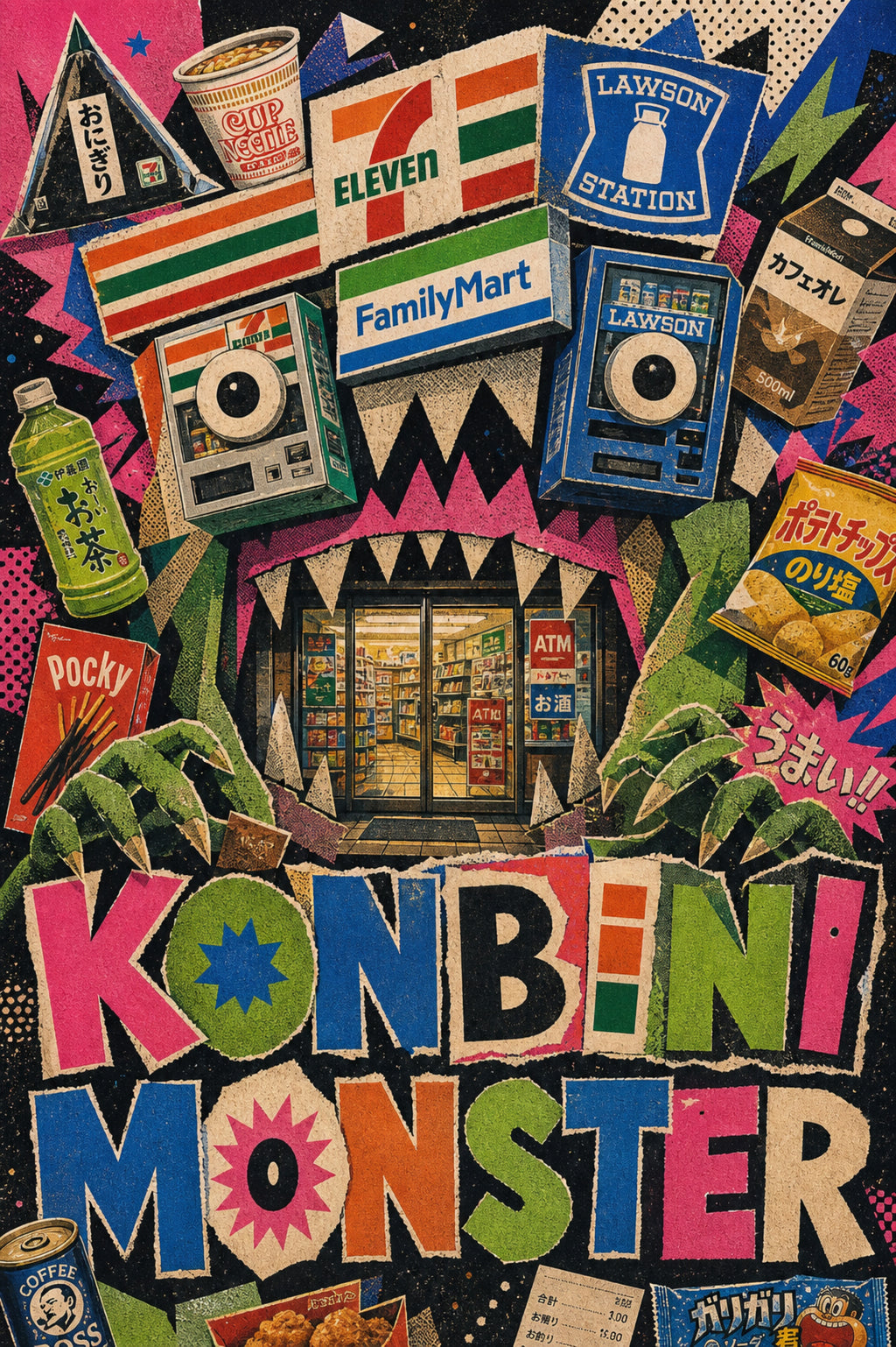 Konbinimonster Logo Japanese Retro Poster Print
