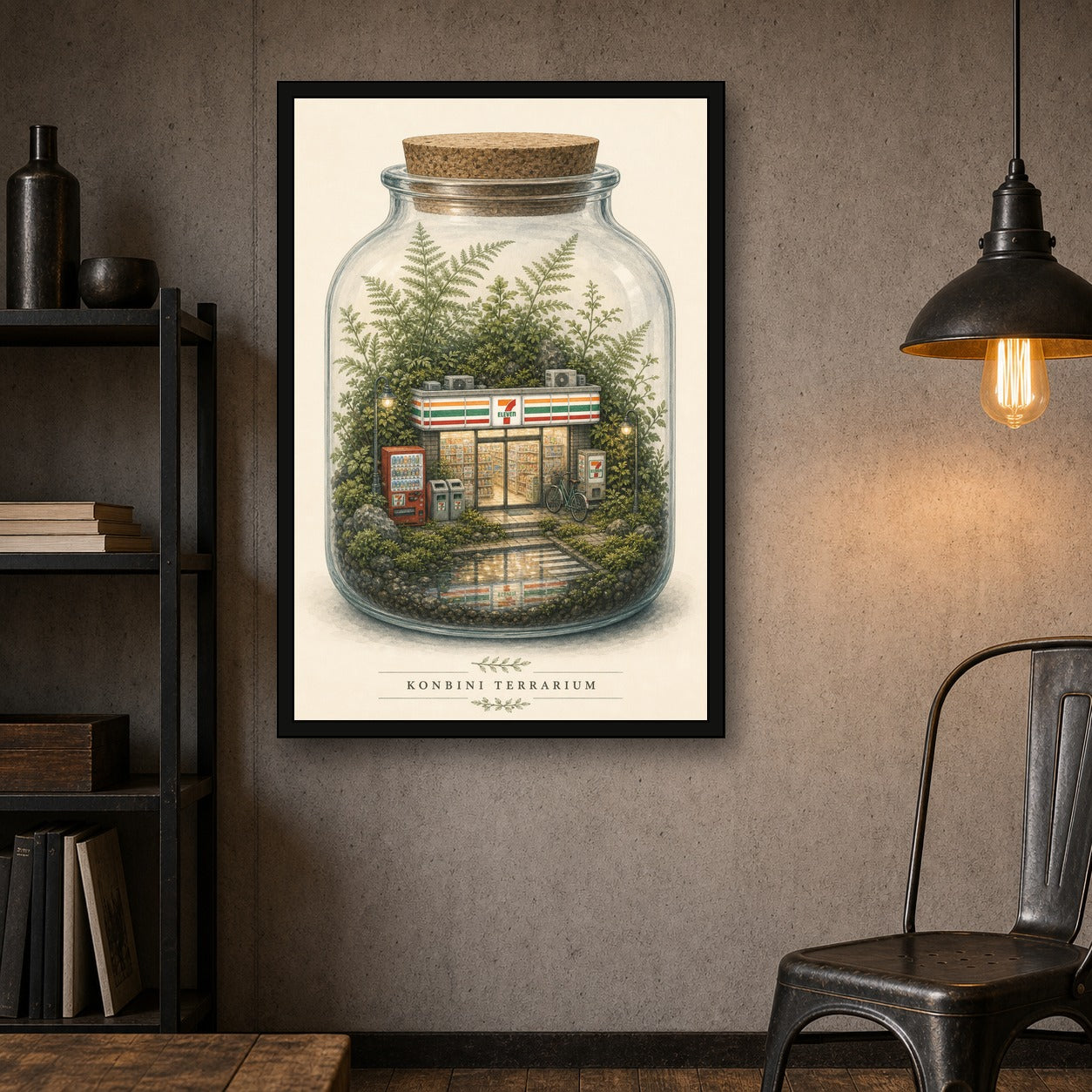 Konbiniterrarium Logo Japanese Retro Poster Print - 2x3 room mockup