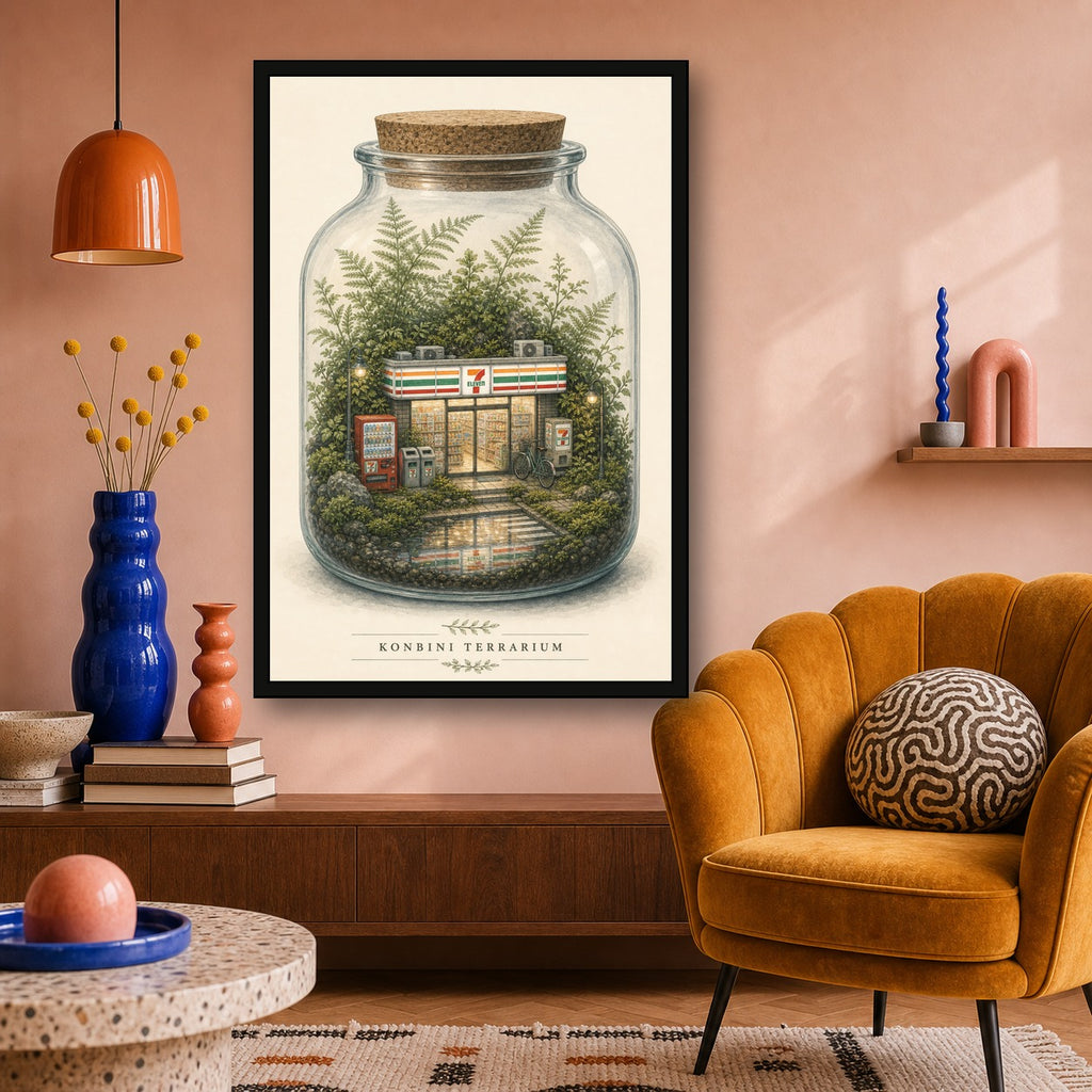 Konbiniterrarium Logo Japanese Retro Poster Print - 2x3 room mockup