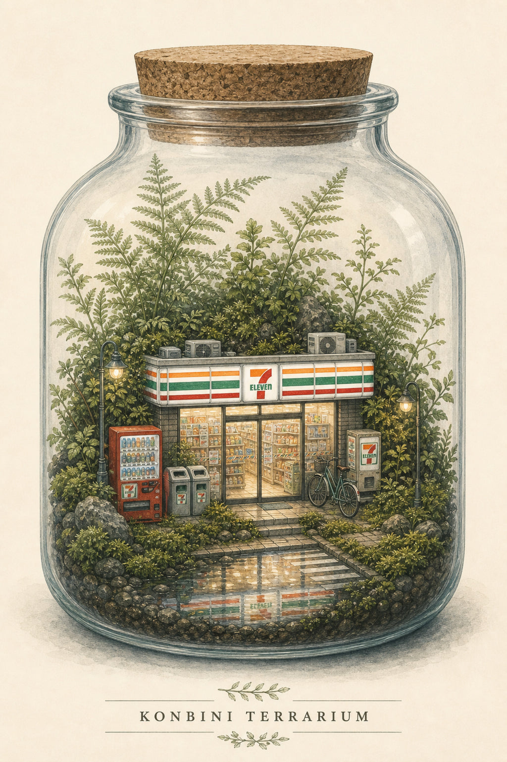Konbiniterrarium Logo Japanese Retro Poster Print