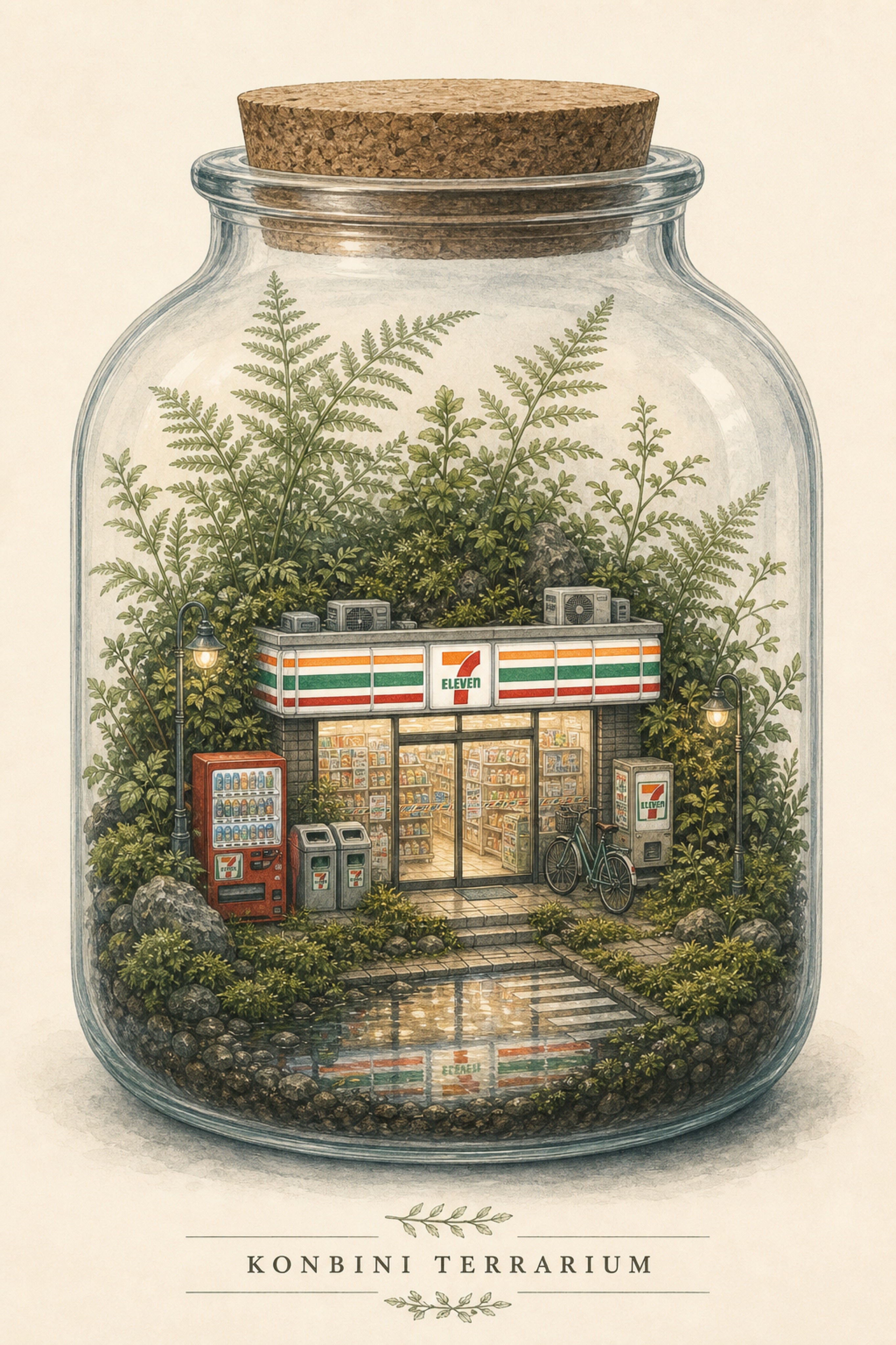 Konbiniterrarium Logo Japanese Retro Poster Print