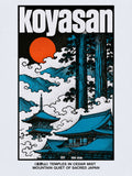 Koyasan Temples Poster, Vintage Japan Travel Wall Art, Serene Blue & Orange Japanese Print - corrected 3x4 flat artwork