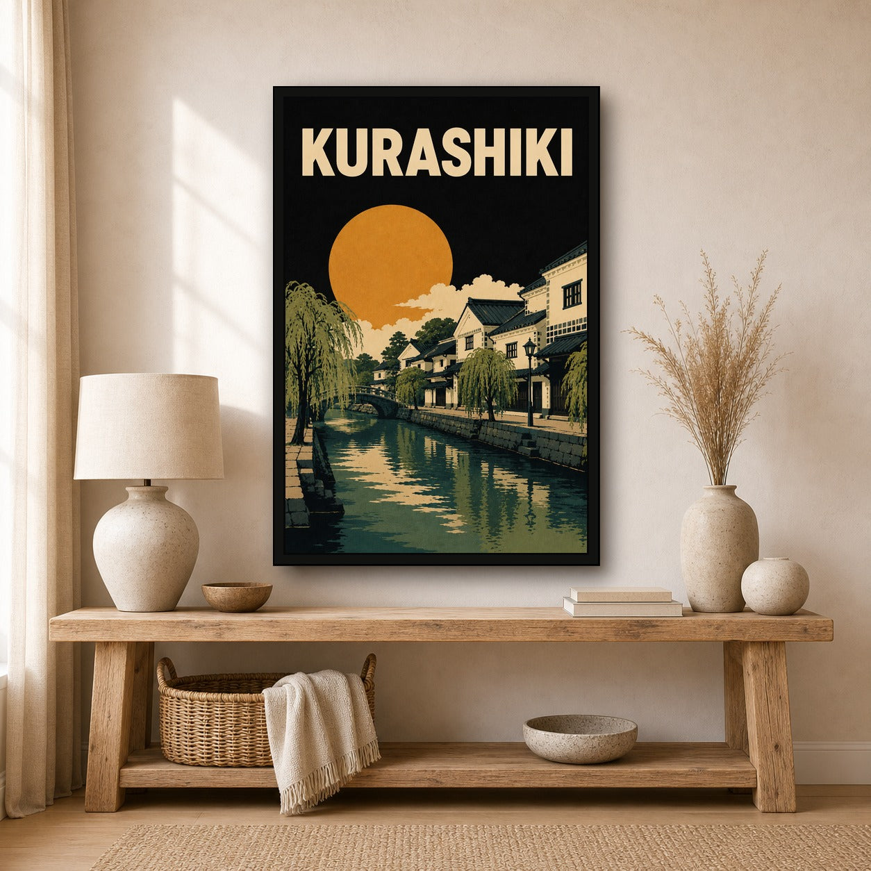 Kurashiki Canal Japanese Retro Poster Print - 2x3 room mockup