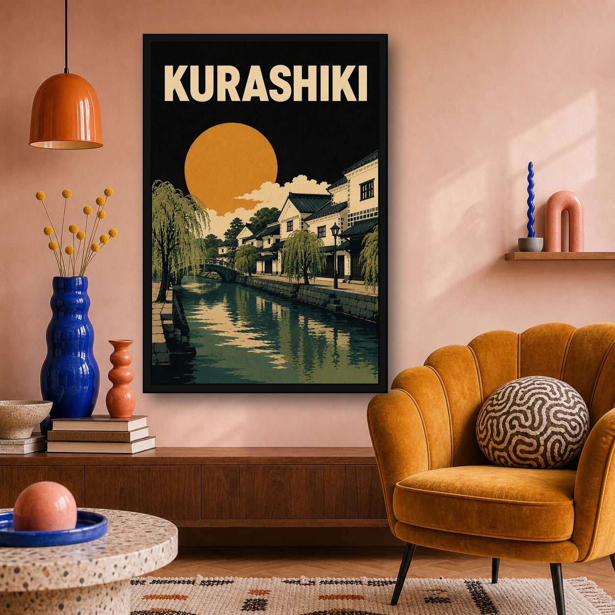 Kurashiki Canal Japanese Retro Poster Print - 2x3 room mockup