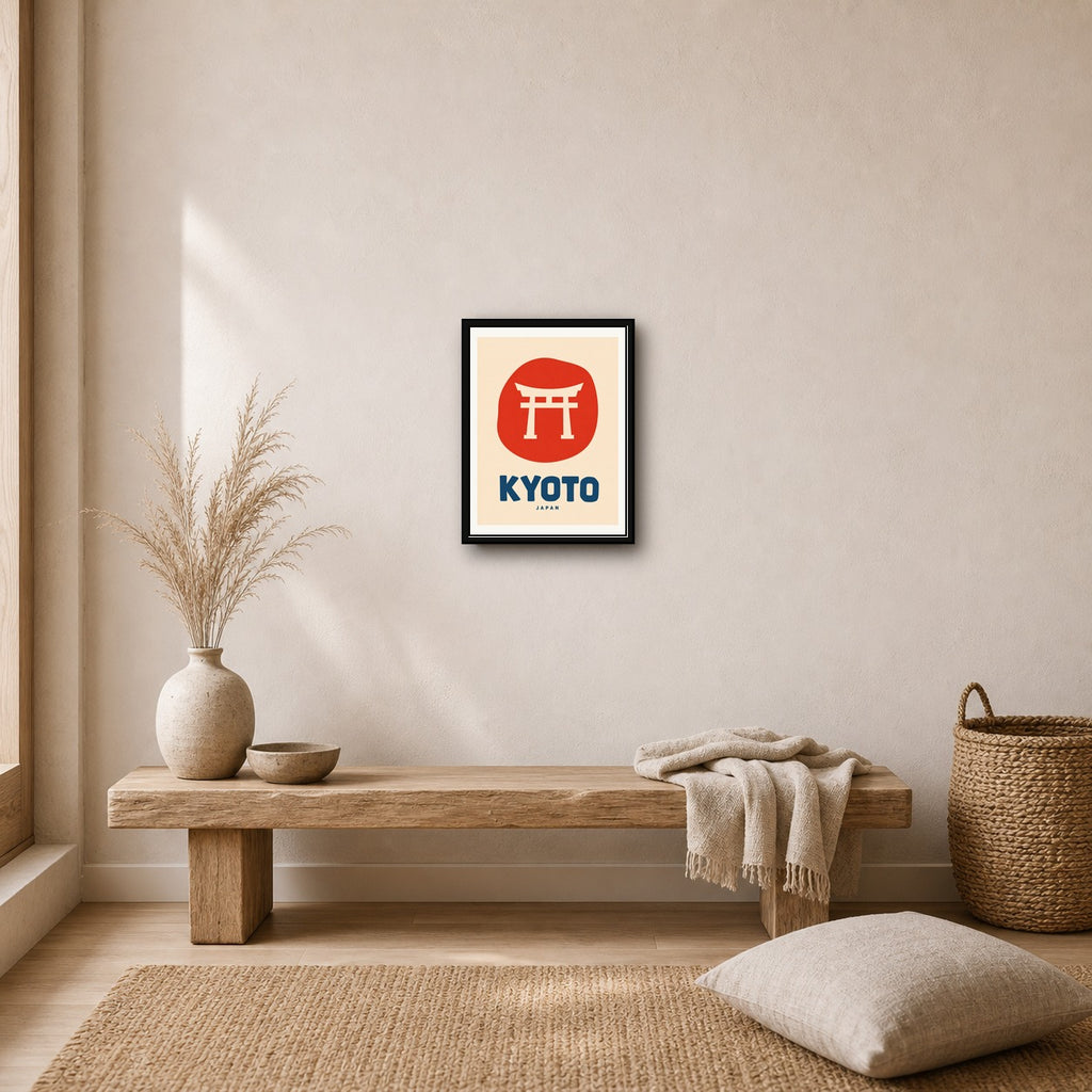 Kyoto Japan Torii Gate Poster - Minimalist Japanese Travel Wall Art in Your Choice of Six Sizes - corrected 3x4 room mockup