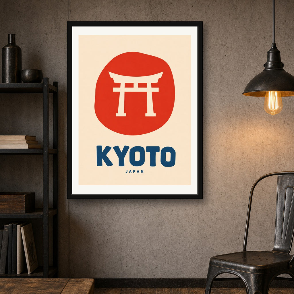 Kyoto Japan Torii Gate Poster - Minimalist Japanese Travel Wall Art in Your Choice of Six Sizes - corrected 3x4 room mockup