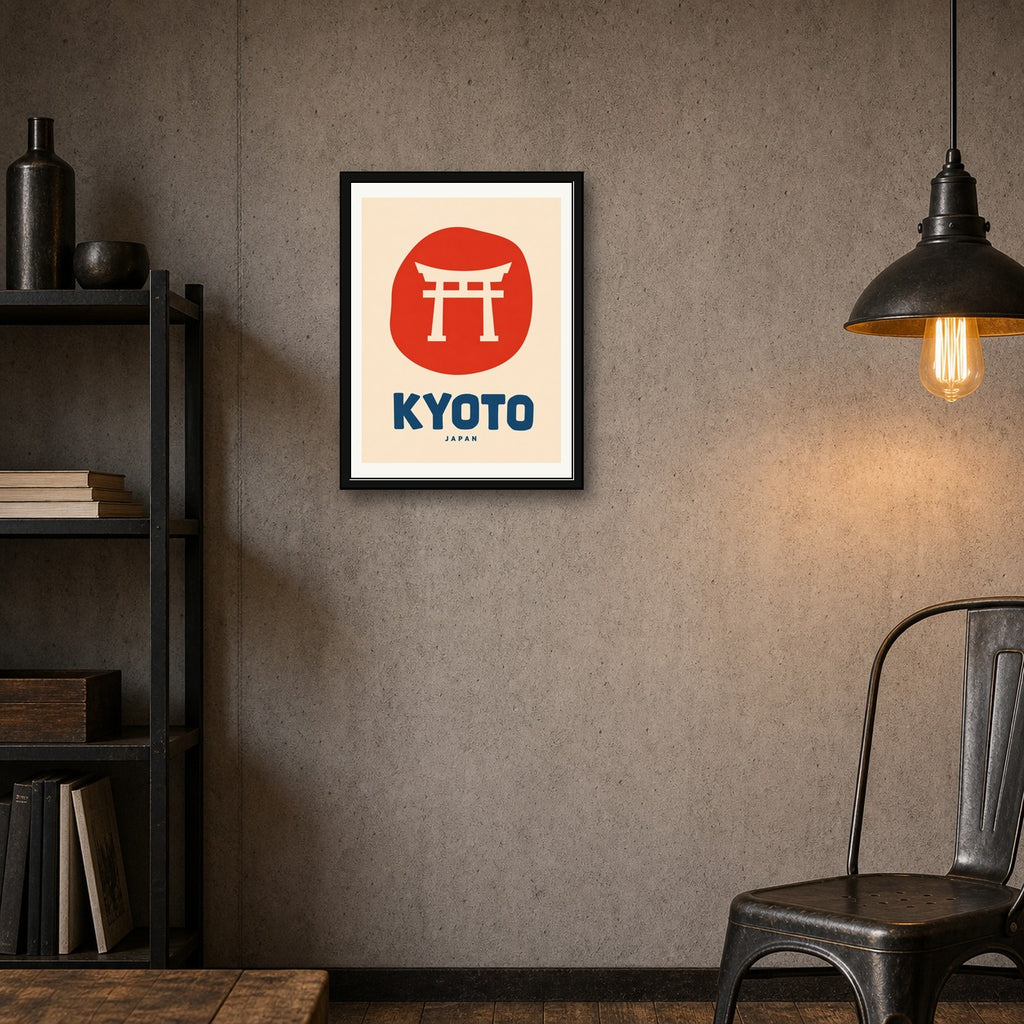 Kyoto Japan Torii Gate Poster - Minimalist Japanese Travel Wall Art in Your Choice of Six Sizes - corrected 3x4 room mockup