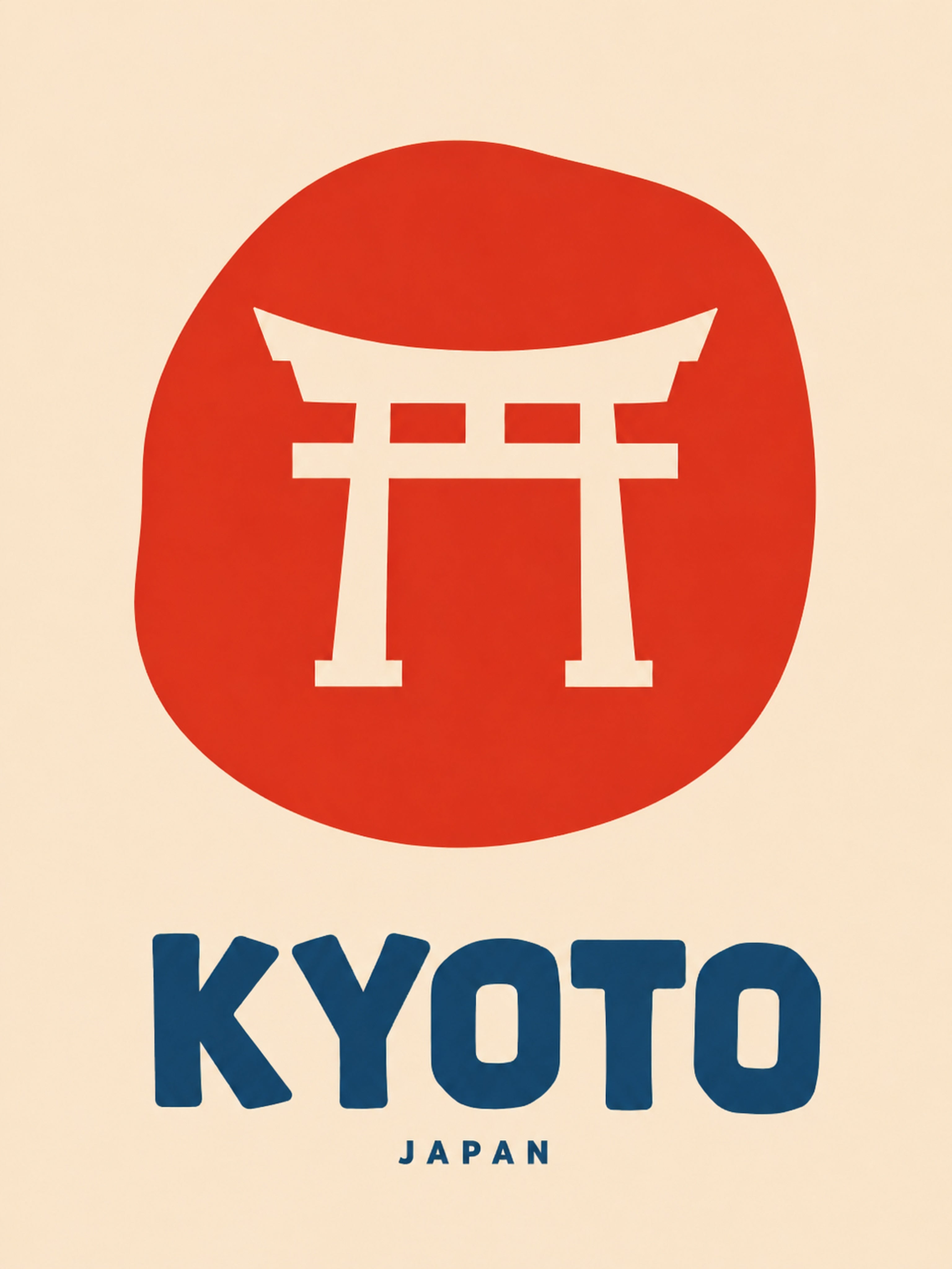 Kyoto Japan Torii Gate Poster - Minimalist Japanese Travel Wall Art in Your Choice of Six Sizes - corrected 3x4 flat artwork