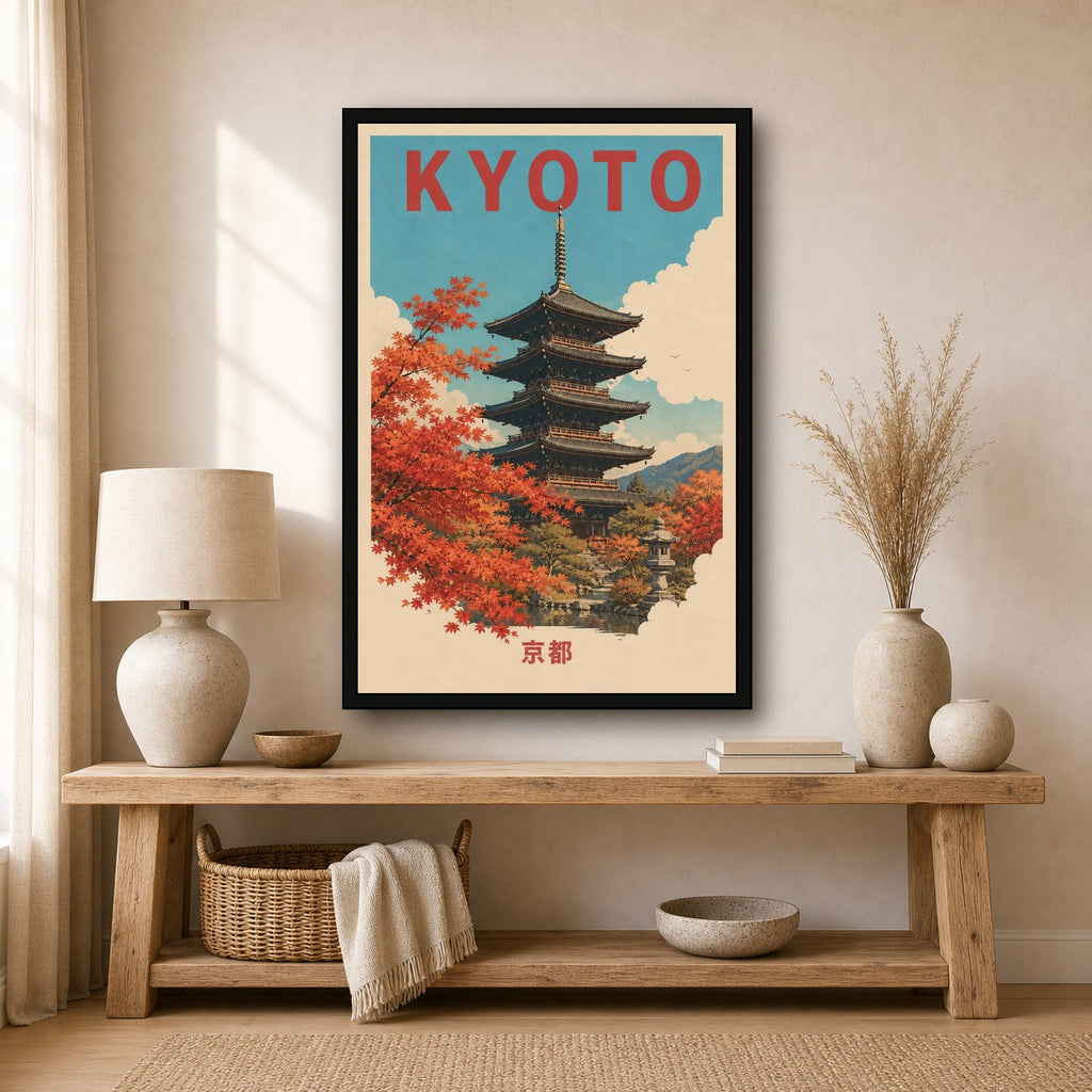 Kyoto Pagoda Travel Japanese Retro Poster Print - 2x3 room mockup