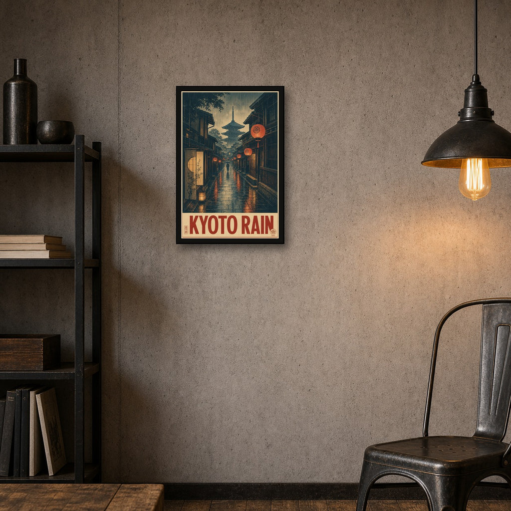Kyotorain Japanese Retro Poster Print - 2x3 room mockup