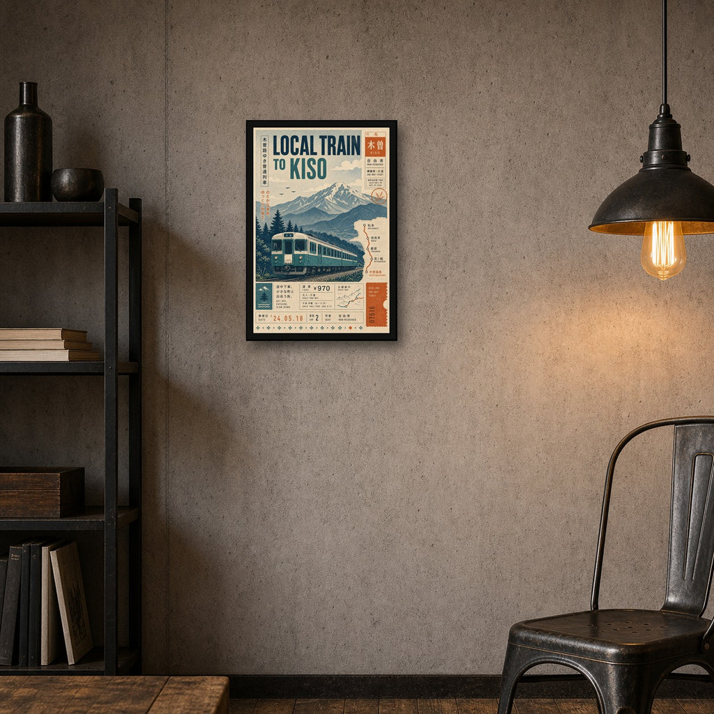 Local Train To Kiso Japanese Retro Poster Print - 2x3 room mockup