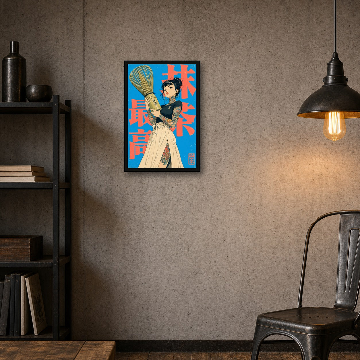Matcha Girl Japanese Retro Poster Print - 2x3 room mockup