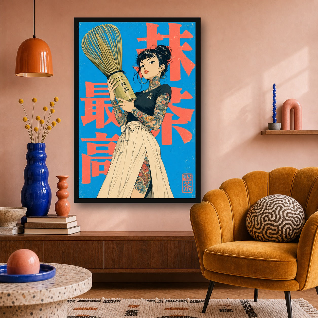 Matcha Girl Japanese Retro Poster Print - 2x3 room mockup