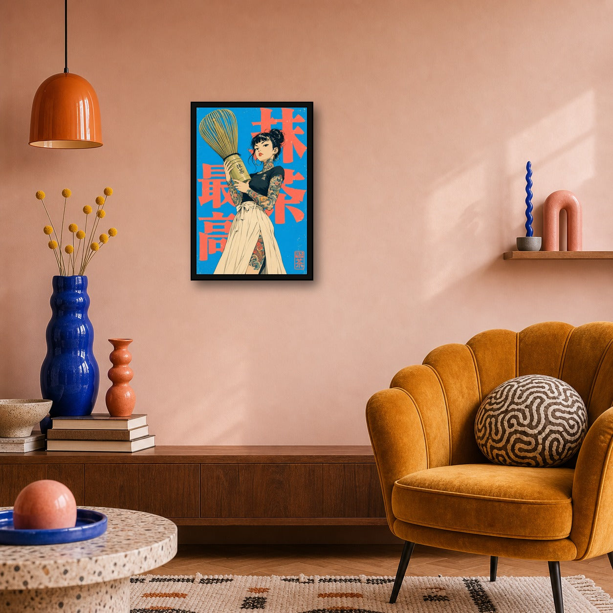 Matcha Girl Japanese Retro Poster Print - 2x3 room mockup