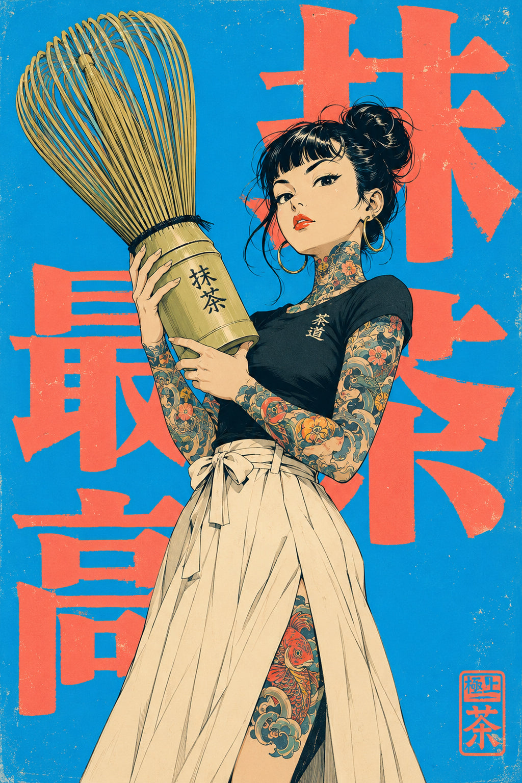 Matcha Girl Japanese Retro Poster Print