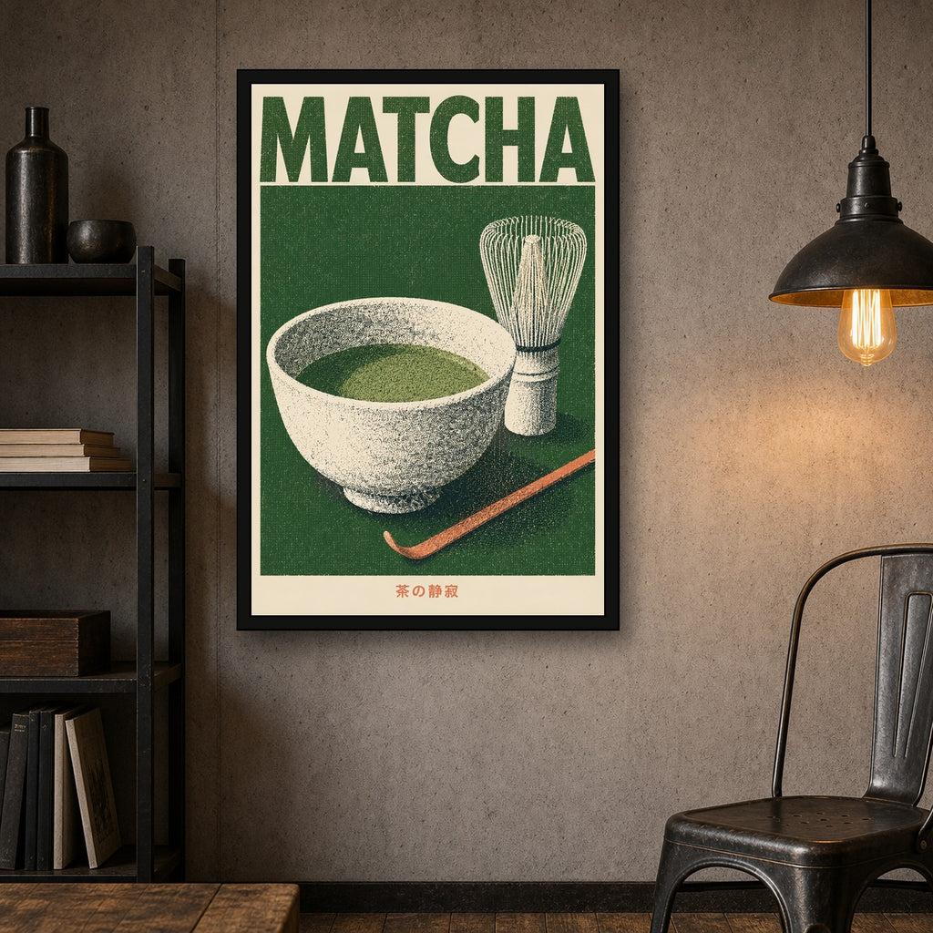 Matcha Green Poster Japanese Retro Poster Print - 2x3 room mockup