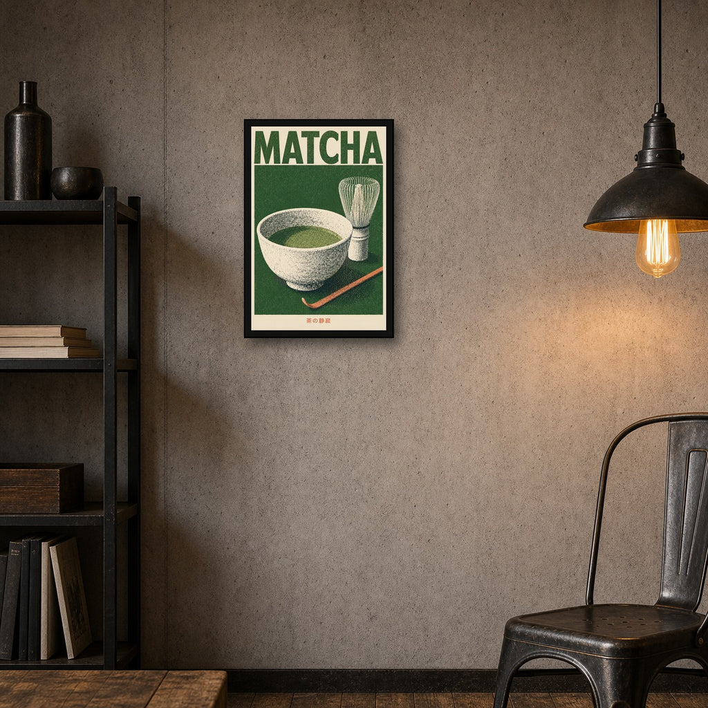 Matcha Green Poster Japanese Retro Poster Print - 2x3 room mockup