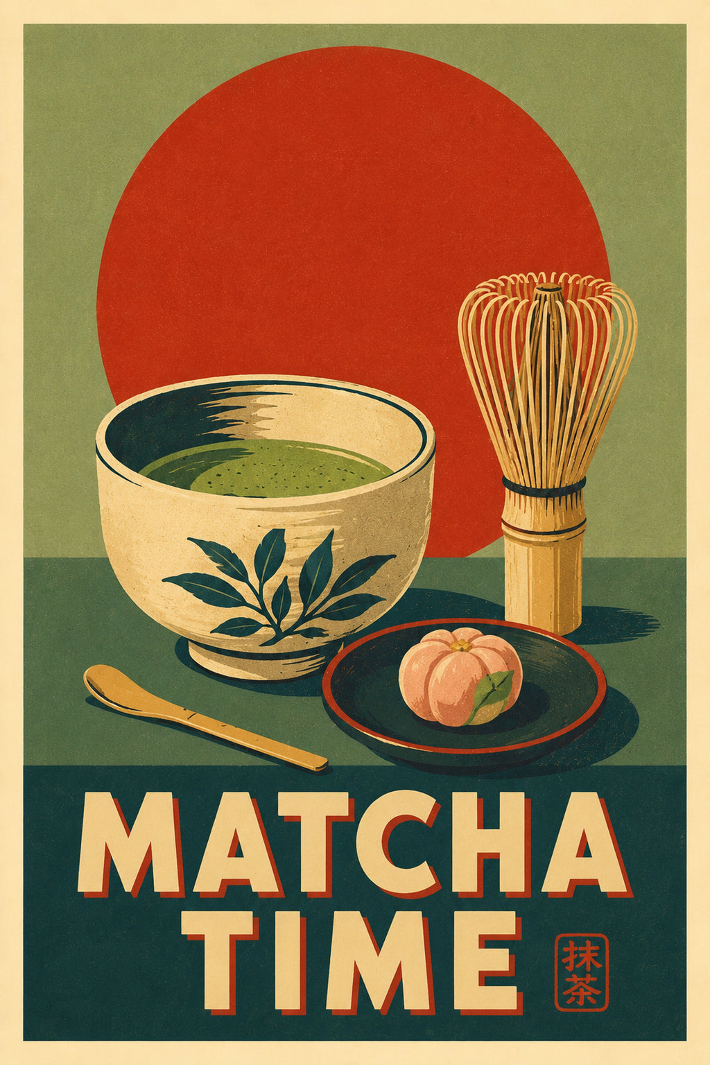 Matcha Time Japanese Retro Poster Print