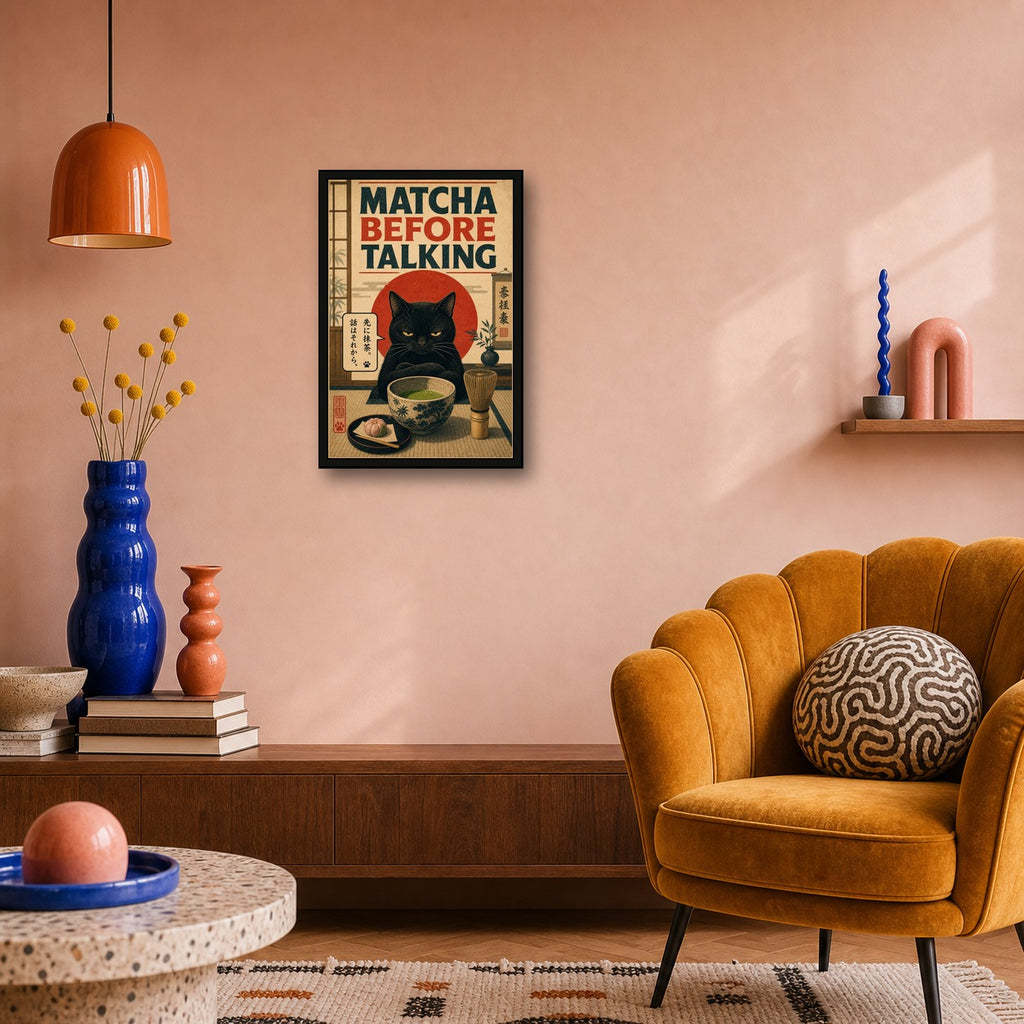 Matchabeforetalking Japanese Retro Poster Print - 2x3 room mockup