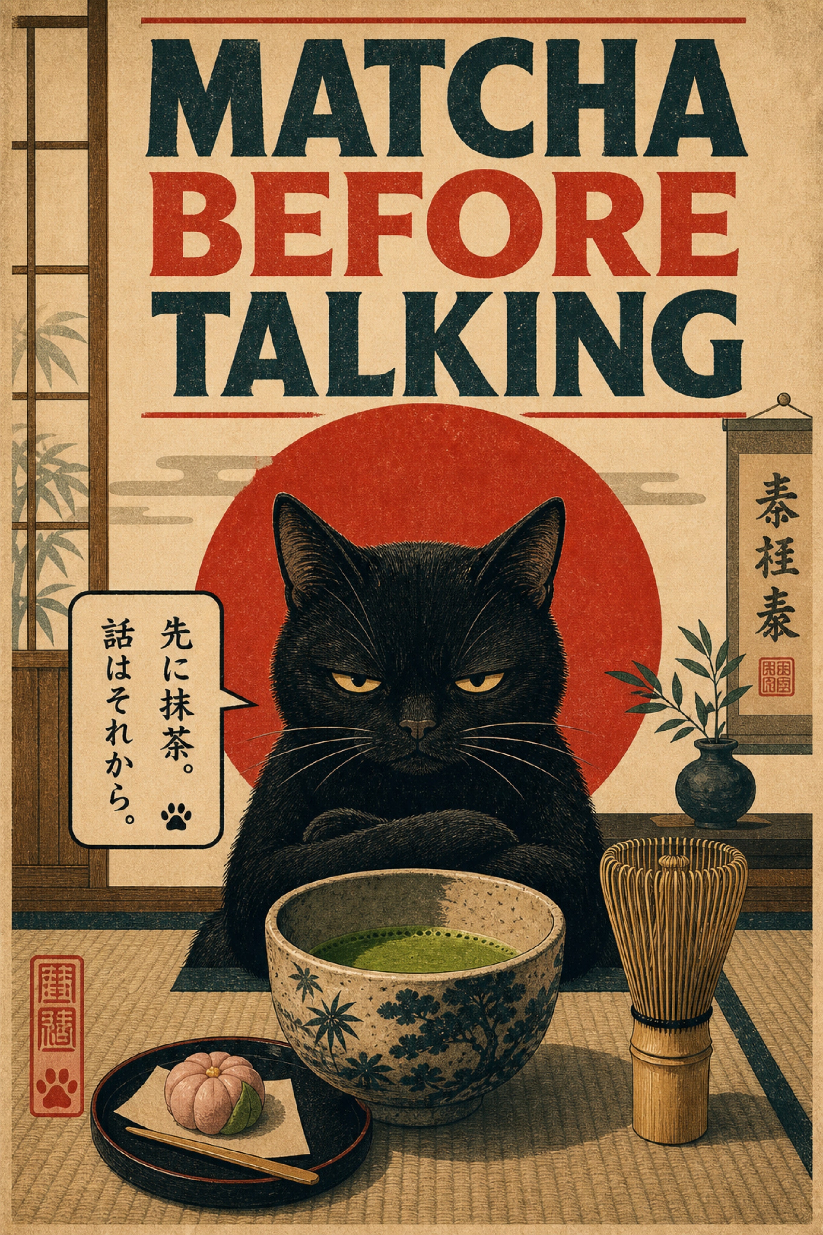 Matchabeforetalking Japanese Retro Poster Print