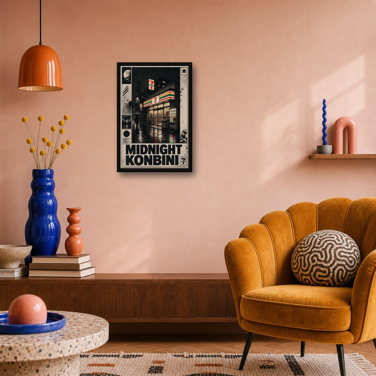 Midnight Konbini Store Japanese Retro Poster Print - 2x3 room mockup
