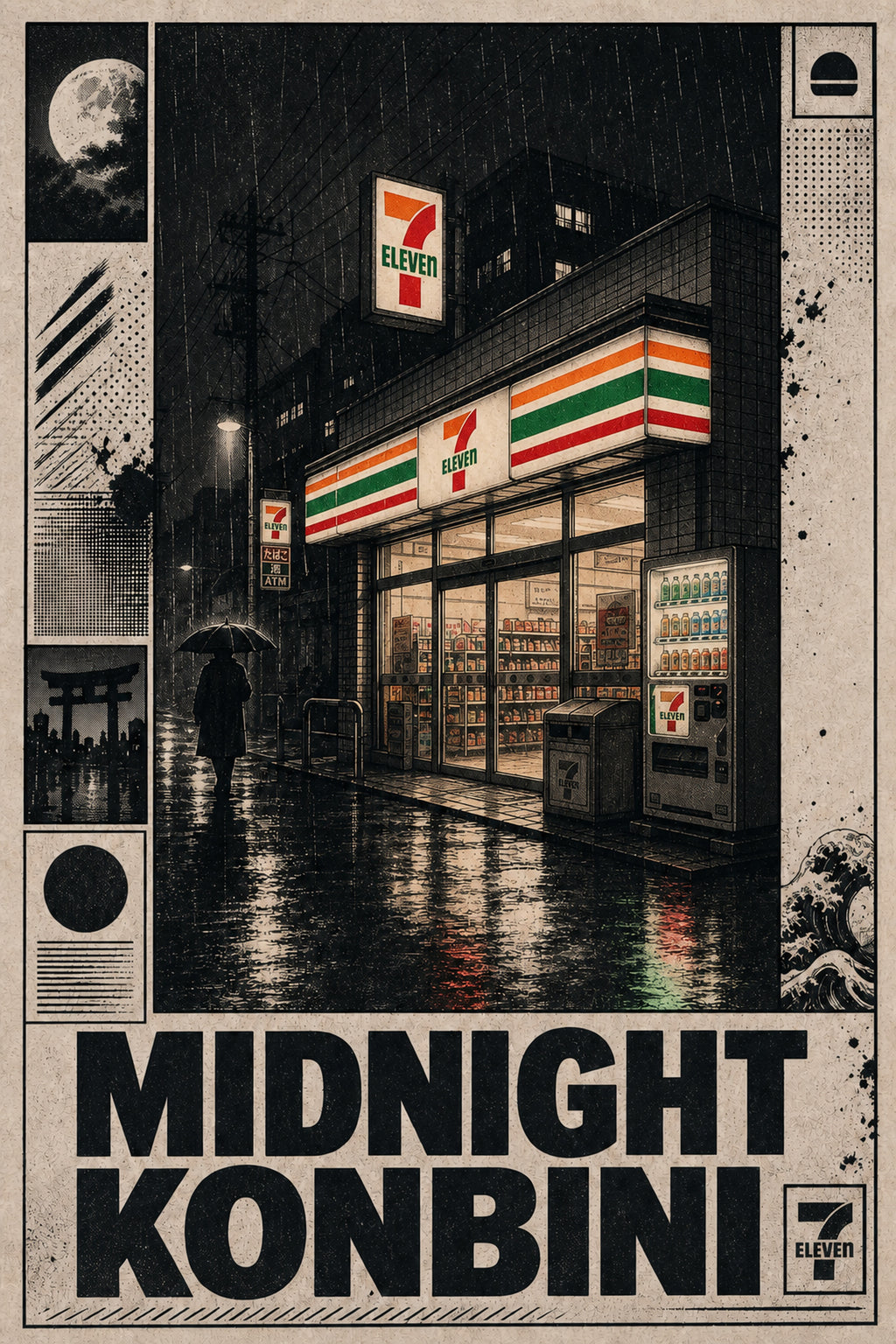 Midnight Konbini Store Japanese Retro Poster Print