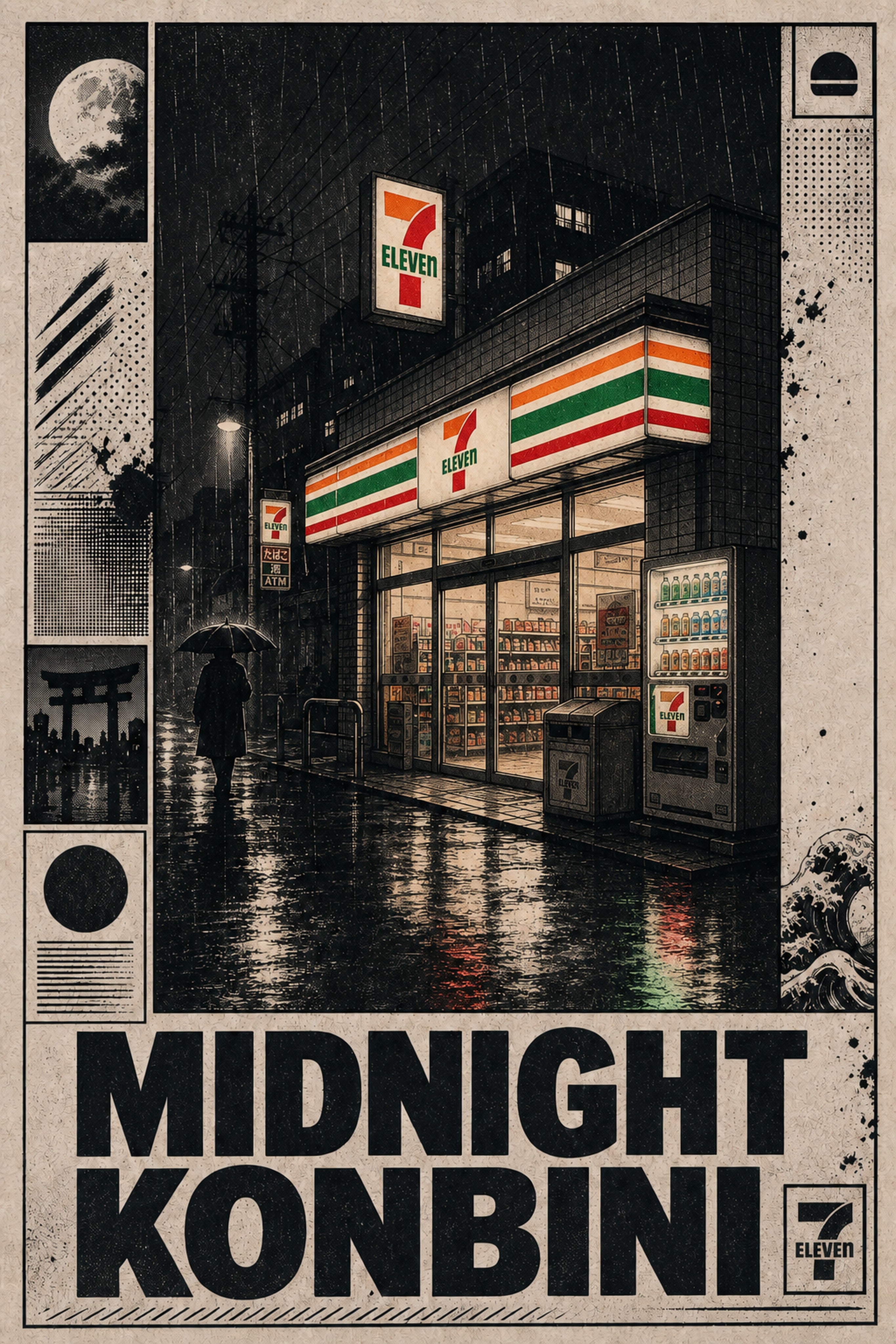 Midnight Konbini Store Japanese Retro Poster Print