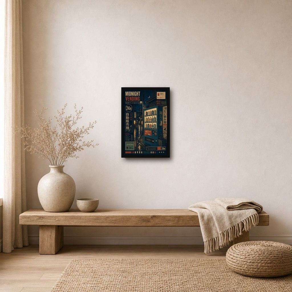 Midnight Vending Japanese Retro Poster Print - 2x3 room mockup