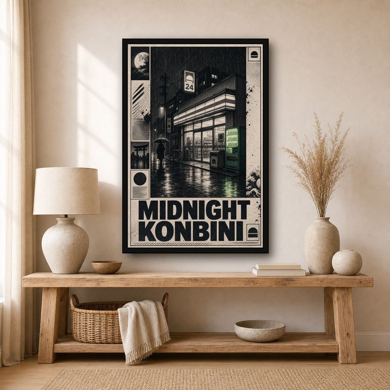 Midnightkonbini Japanese Retro Poster Print - 2x3 room mockup