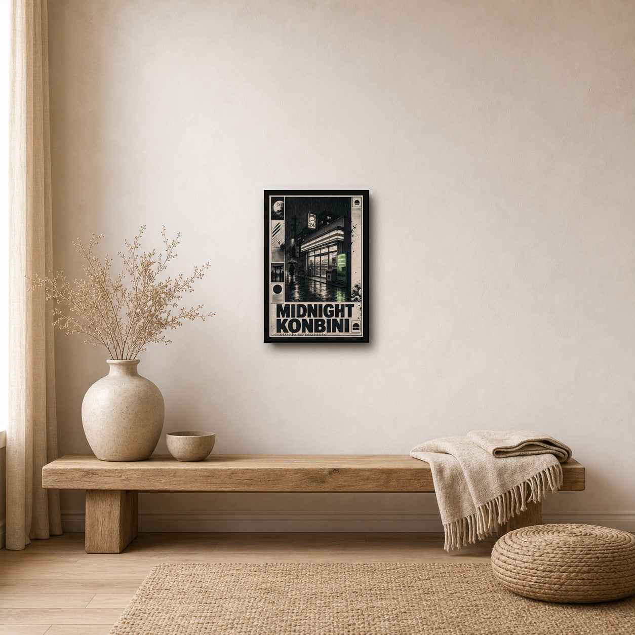 Midnightkonbini Japanese Retro Poster Print - 2x3 room mockup