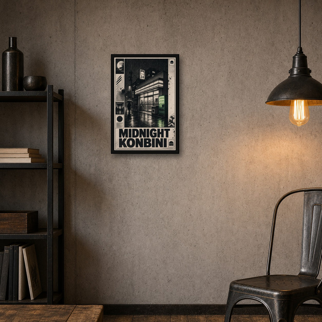 Midnightkonbini Japanese Retro Poster Print - 2x3 room mockup