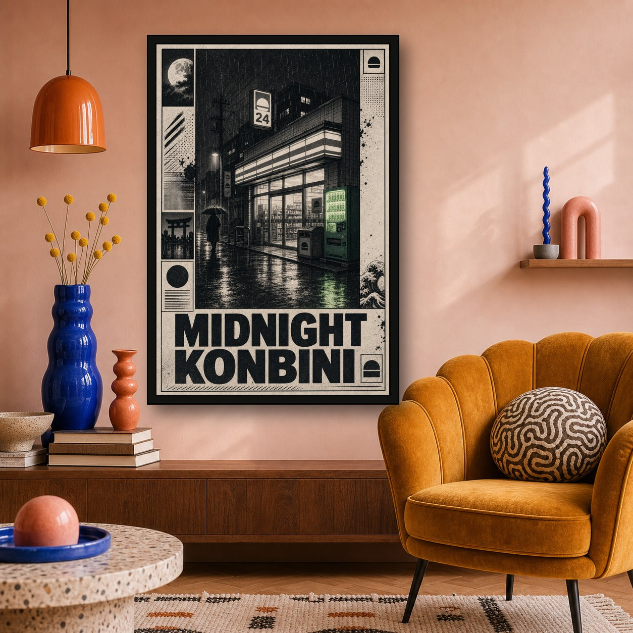 Midnightkonbini Japanese Retro Poster Print - 2x3 room mockup