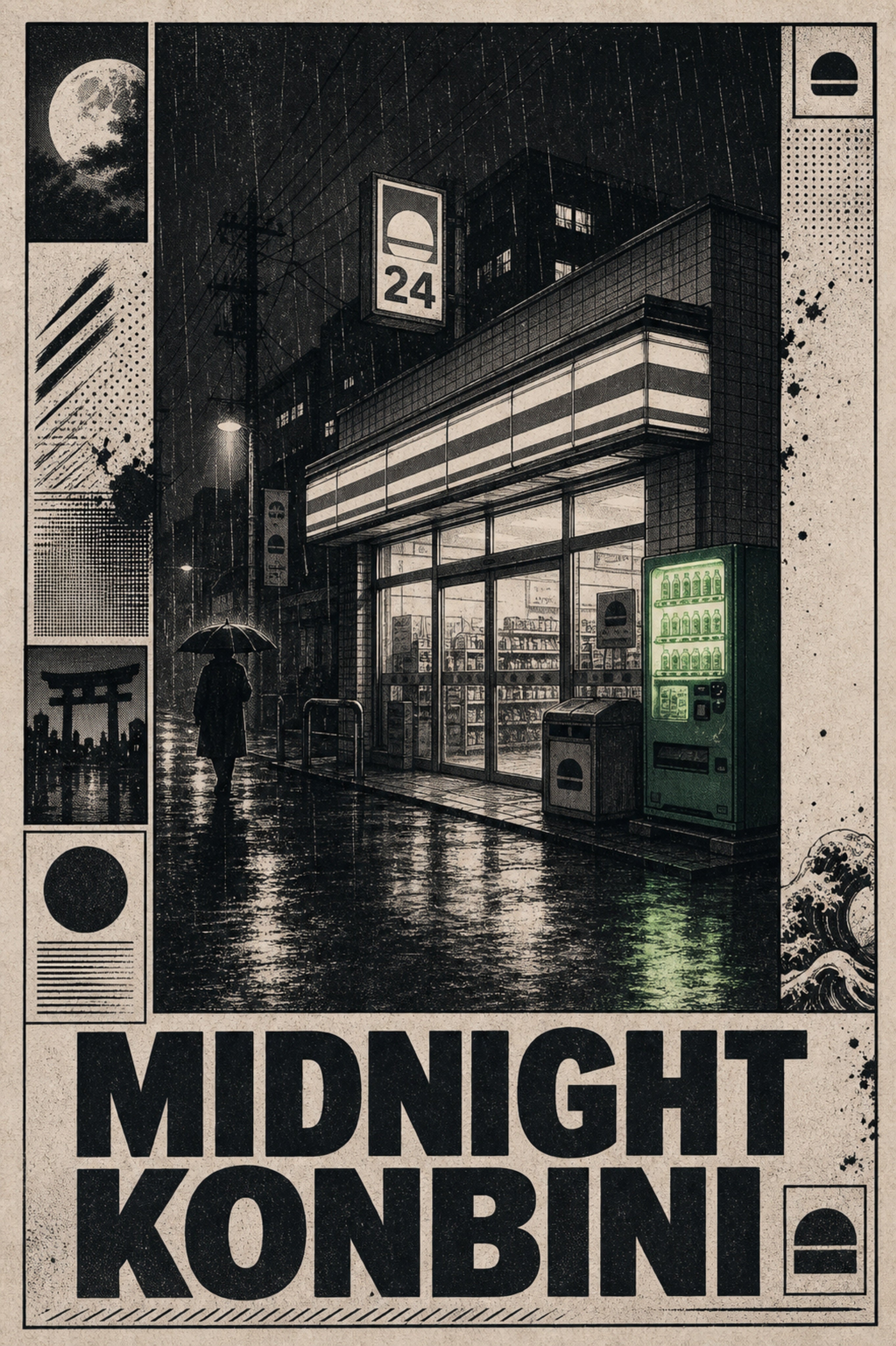 Midnightkonbini Japanese Retro Poster Print