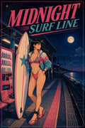 Midnightsurfline Japanese Retro Poster Print