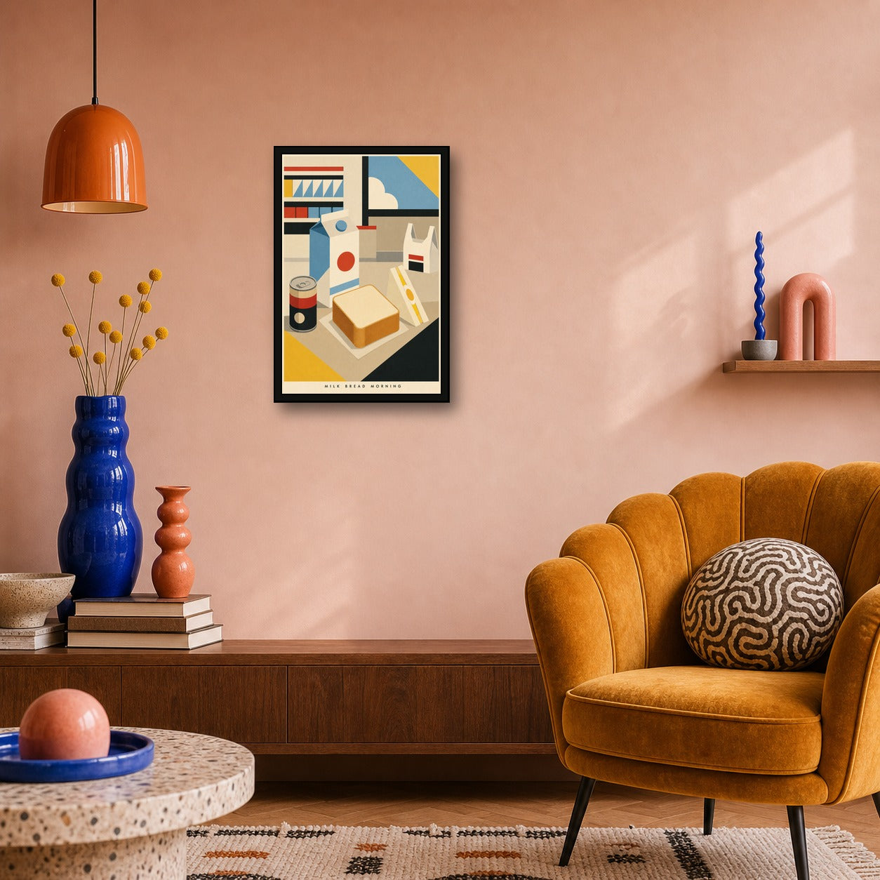 Milkbreadmorning Japanese Retro Poster Print - 2x3 room mockup