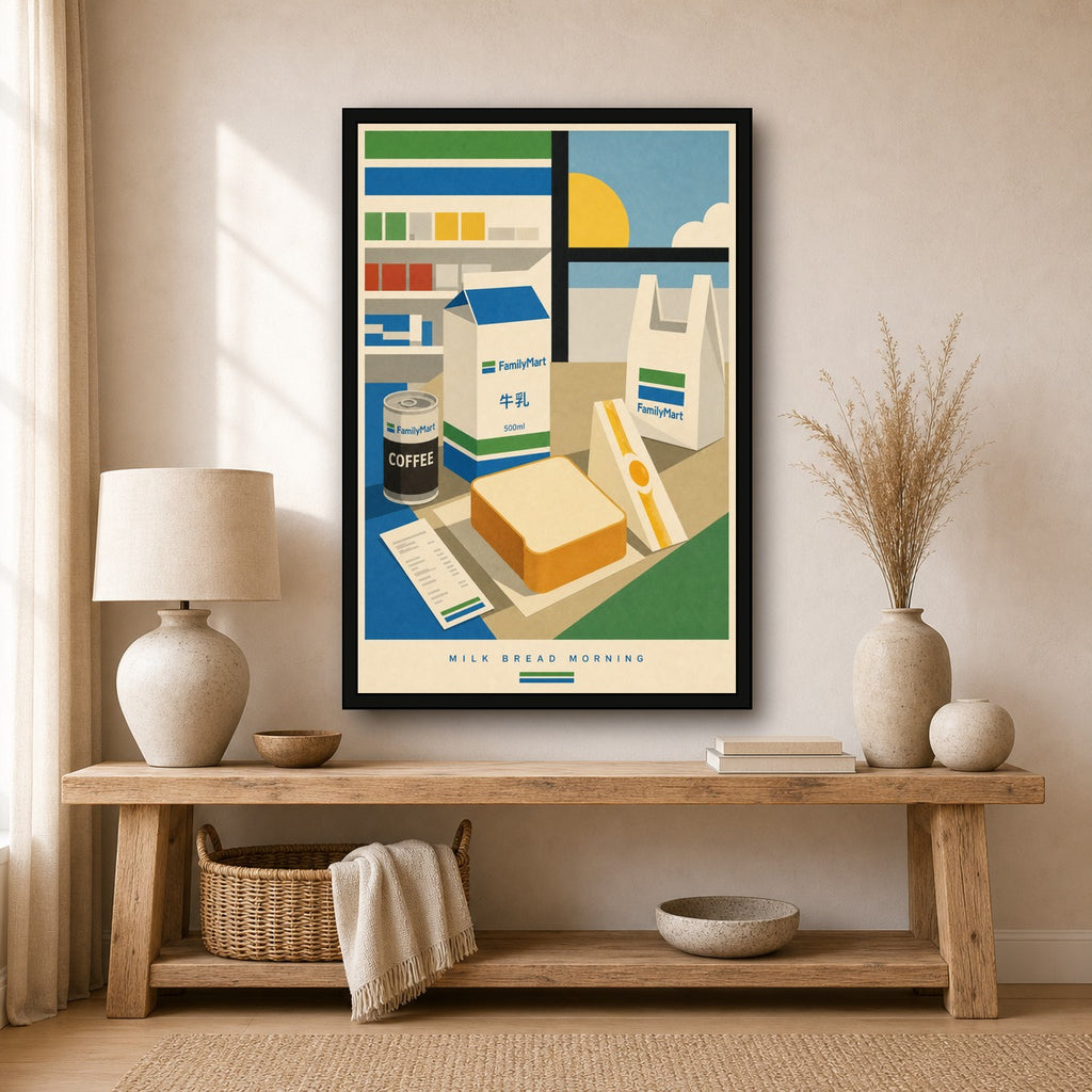 Milkbreadmorning Logo Japanese Retro Poster Print - 2x3 room mockup