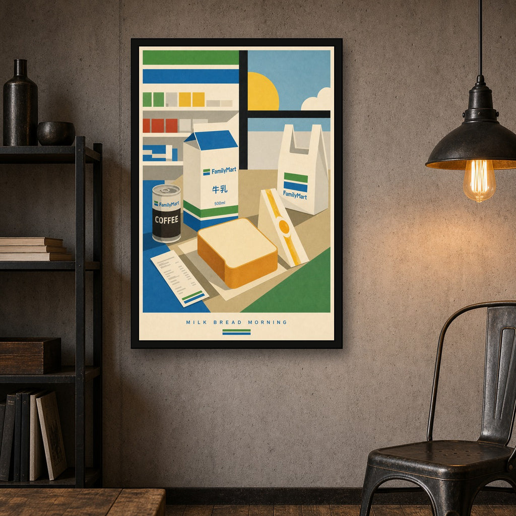 Milkbreadmorning Logo Japanese Retro Poster Print - 2x3 room mockup