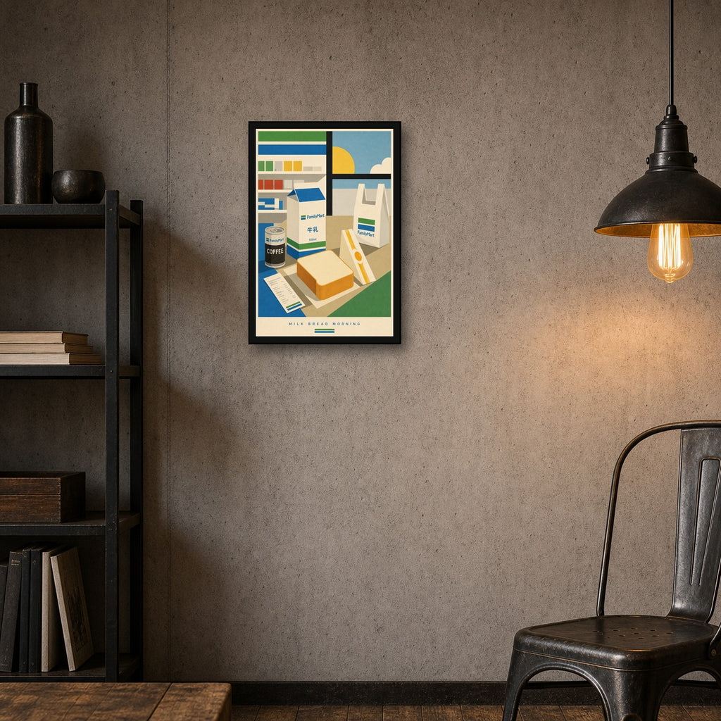 Milkbreadmorning Logo Japanese Retro Poster Print - 2x3 room mockup