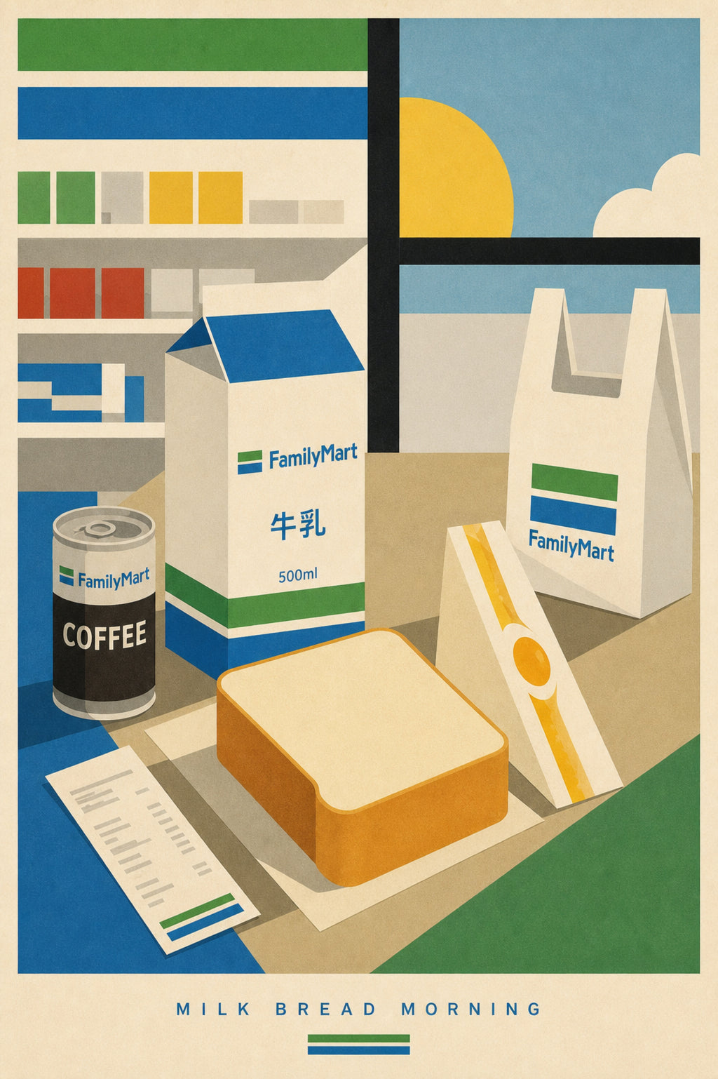 Milkbreadmorning Logo Japanese Retro Poster Print