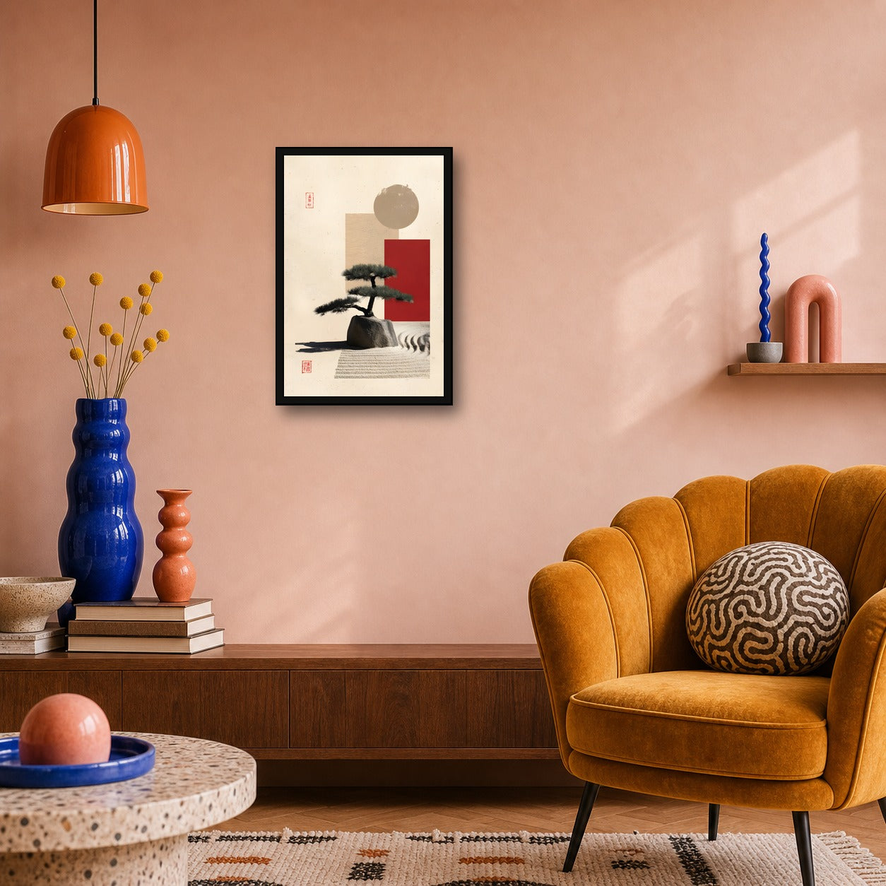 Minimal Zen Garden Poster, Japanese Wall Art, Meditation Print - 2x3 room mockup