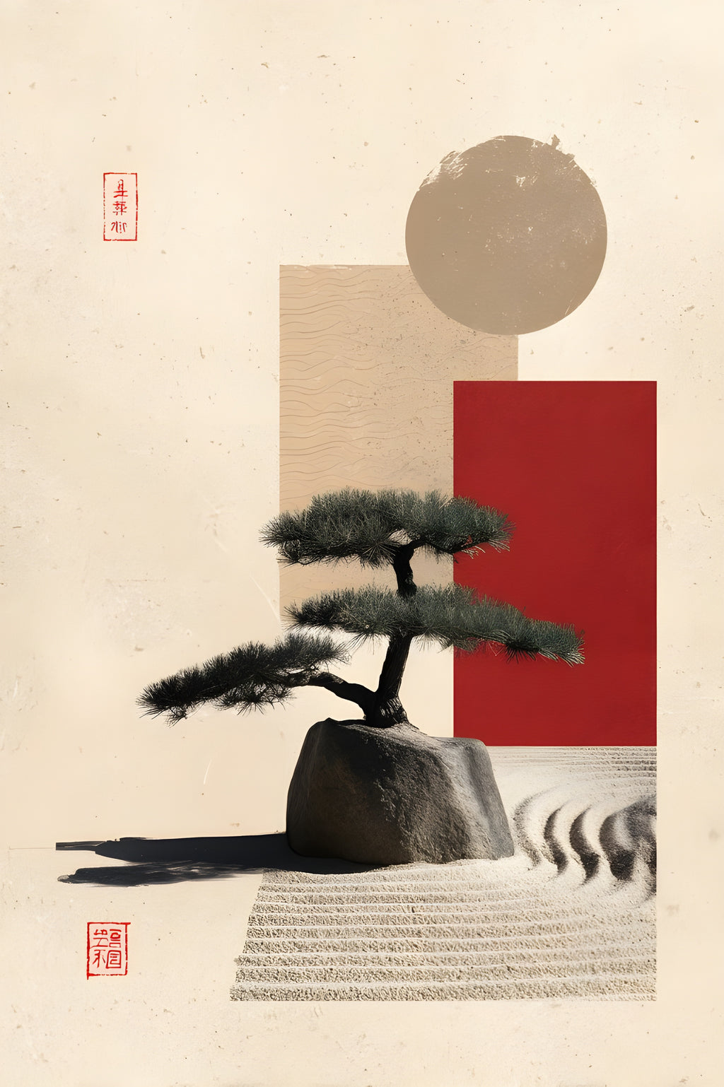 Minimal Zen Garden Poster, Japanese Wall Art, Meditation Print
