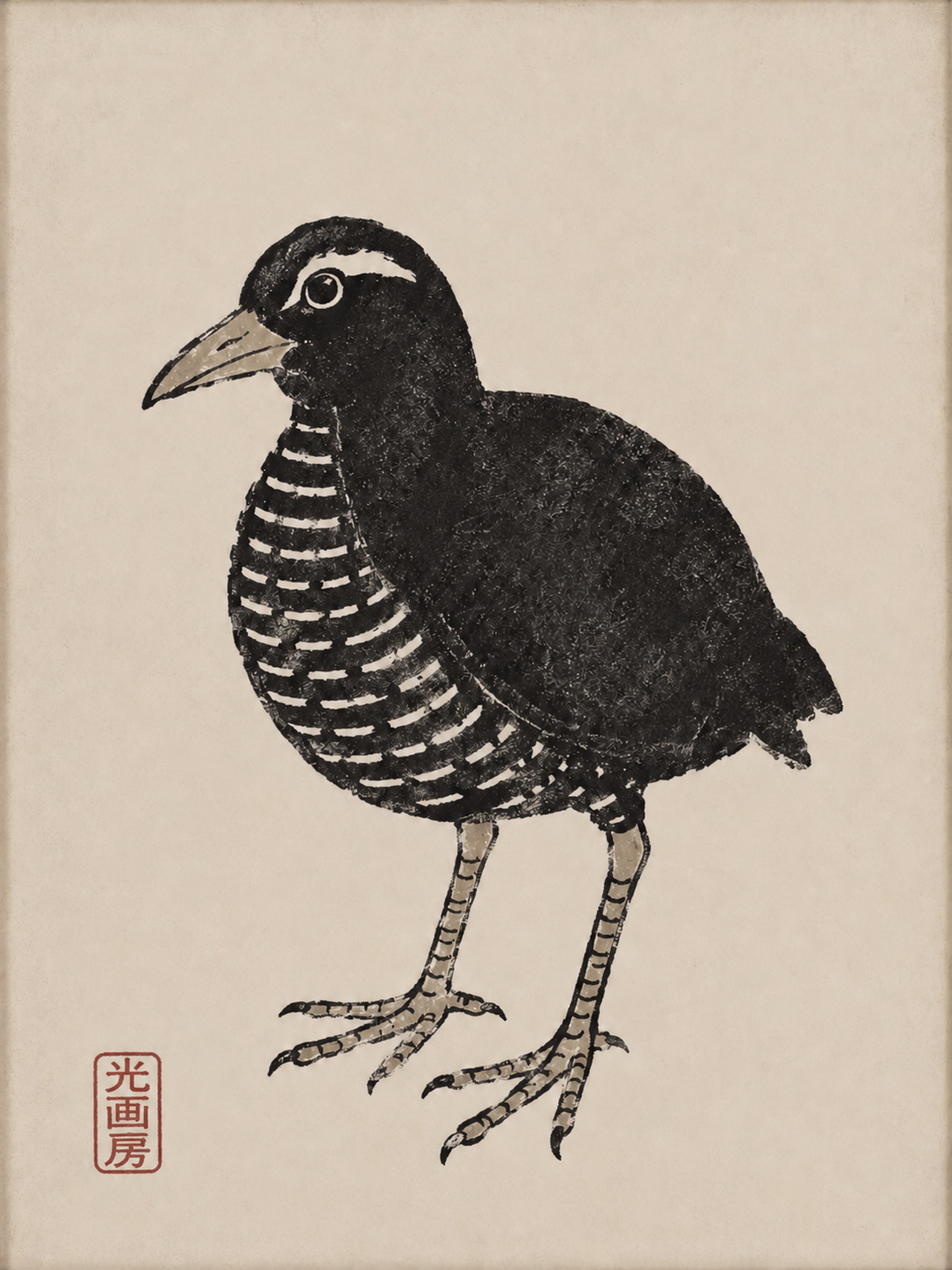 Minimalist Bird Art Print, Japanese Ukiyo-e Style Wall Art, Serene Nature Decor in Various Sizes - corrected 3x4 flat artwork