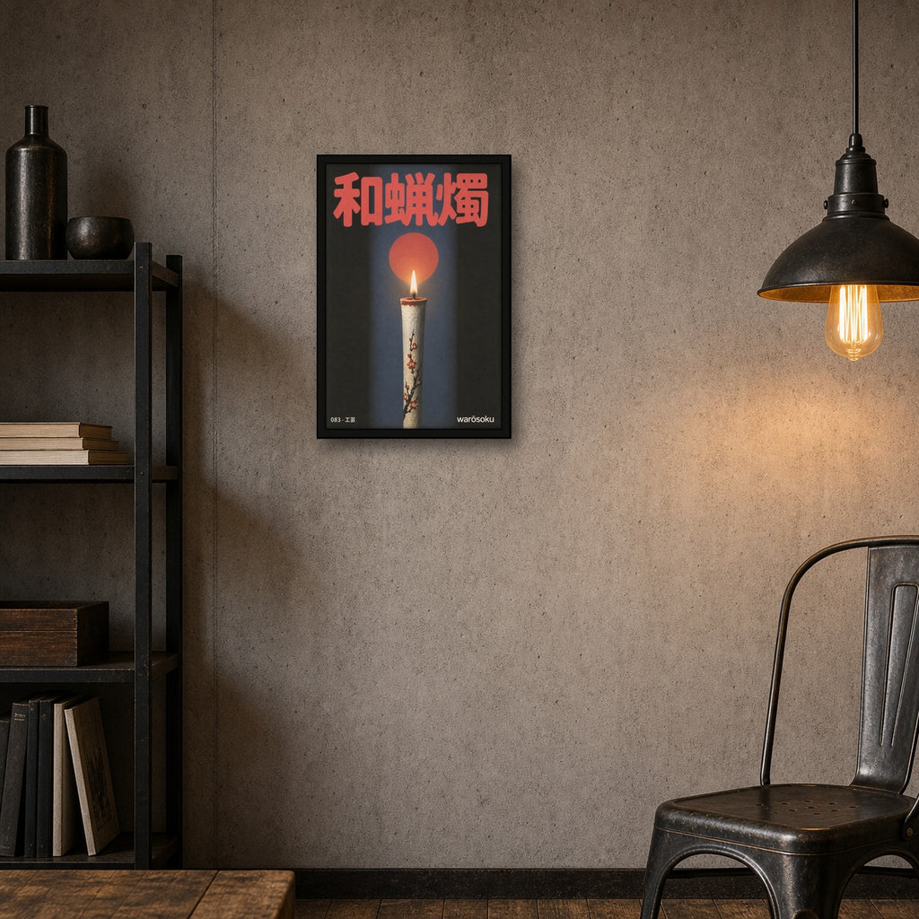 Minimalist Japanese Candle Poster, Serene Blossom Wall Art, Japan Travel Print, available in six sizes - 2x3 room mockup
