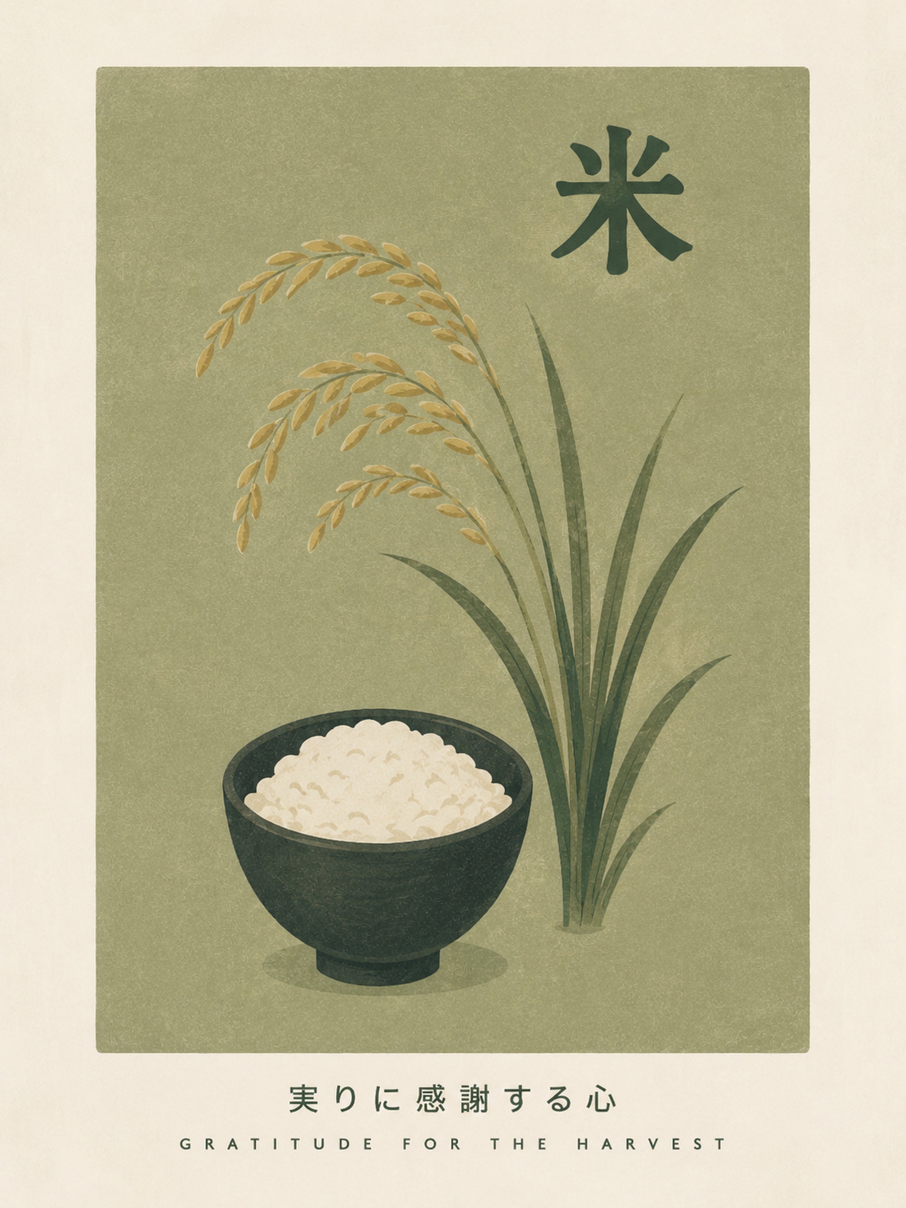 Minimalist Japanese Rice Harvest Art Print - Zen Home Decor in Six Sizes - corrected 3x4 flat artwork
