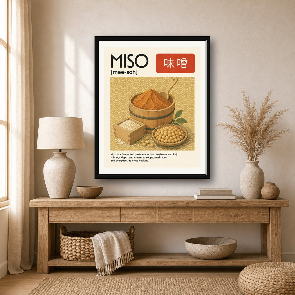Miso Art Print: Japanese Foodie Poster, Cultural Kitchen Decor & Umami Wall Art in Various Sizes - corrected 4x5 room mockup