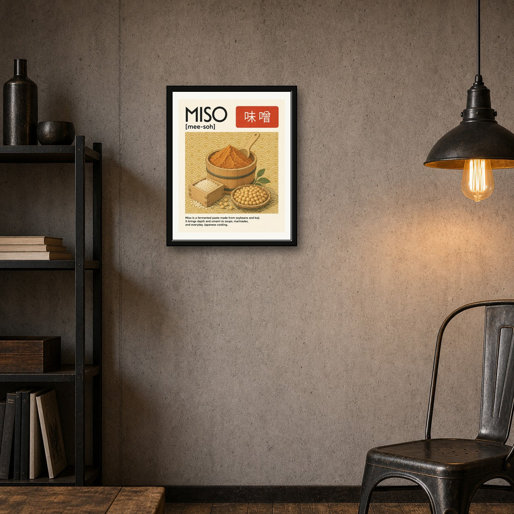 Miso Art Print: Japanese Foodie Poster, Cultural Kitchen Decor & Umami Wall Art in Various Sizes - corrected 4x5 room mockup