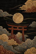 Moon Torii Gate Clouds Japanese Retro Poster Print