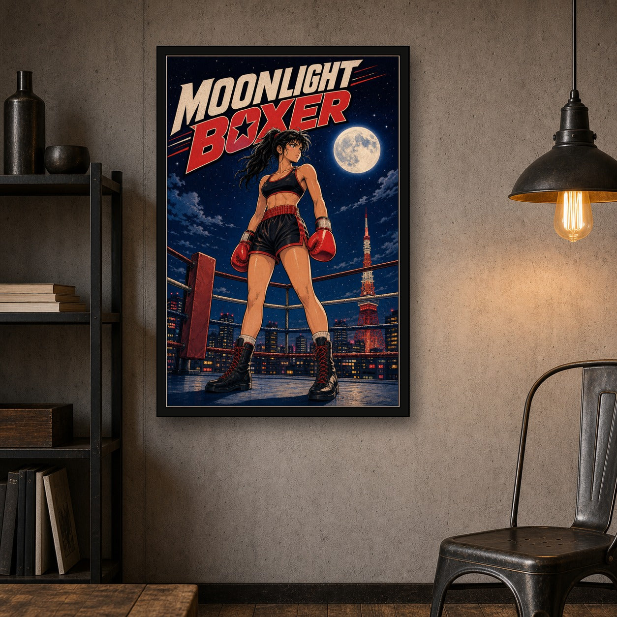 Moonlightboxer Japanese Retro Poster Print - 2x3 room mockup