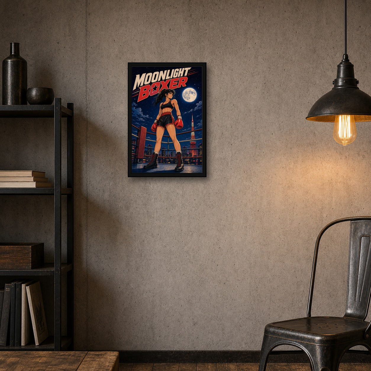 Moonlightboxer Japanese Retro Poster Print - 2x3 room mockup